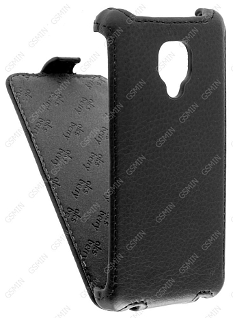 Кожаный чехол для Micromax D305 Aksberry Protective Flip Case (Черный)