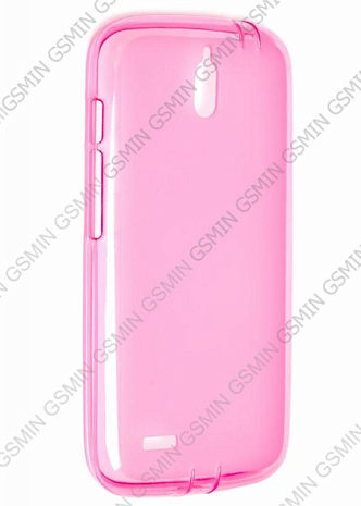 Чехол силиконовый для Huawei Ascend G610 TPU Прозрачно-Матовый (Малиновый)