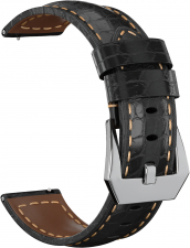 Ремешок из змеиной кожи GSMIN Suede 20 для Samsung Galaxy Watch 4 Classic 46мм (Черный)